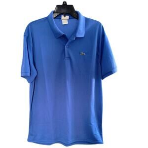 Lacoste Polo Shirt Men's Sz 8 Blue Short Sleeve Collared 1/4 Button front Cotton